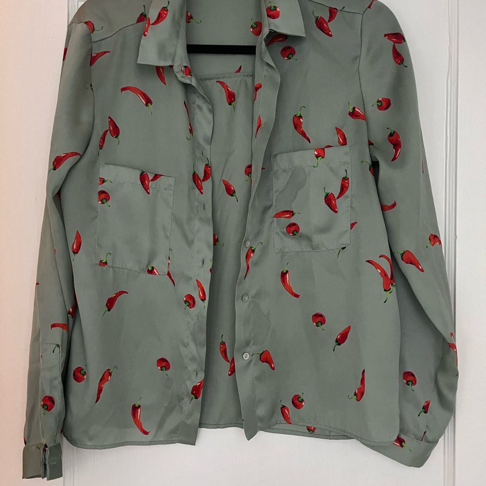 Chilli satin button down